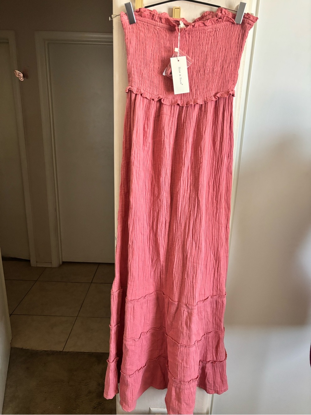 NWT Sim&Sam Strapless Mauve Maxi Dress, Size M - Picture 4 of 4